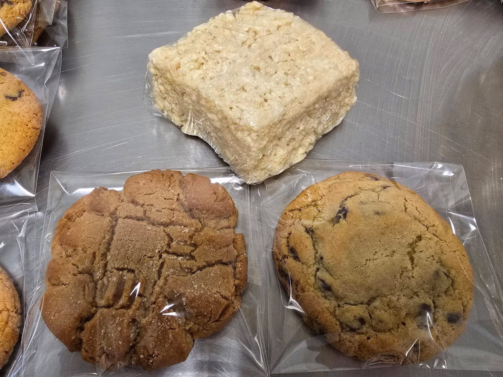 Wrapped peanut butter and chocolate chip cookies